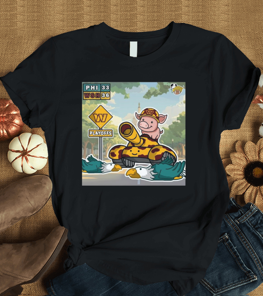 PHI 33 WSH 36 Playoffs Washington Commanders Pig on Tank Over Philadelphia Eagles T-Shirt