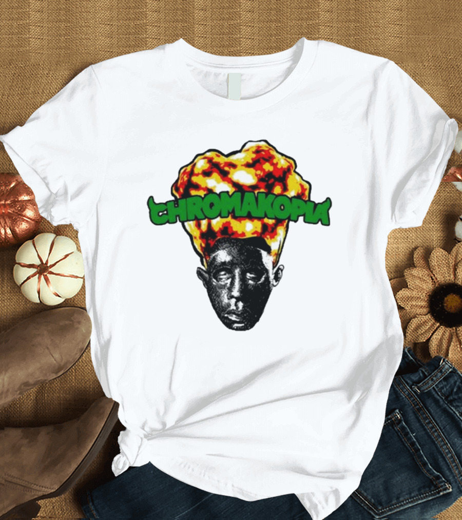 Feliciathegoat Chromakopia Fire Face with Flaming Hair T-Shirt