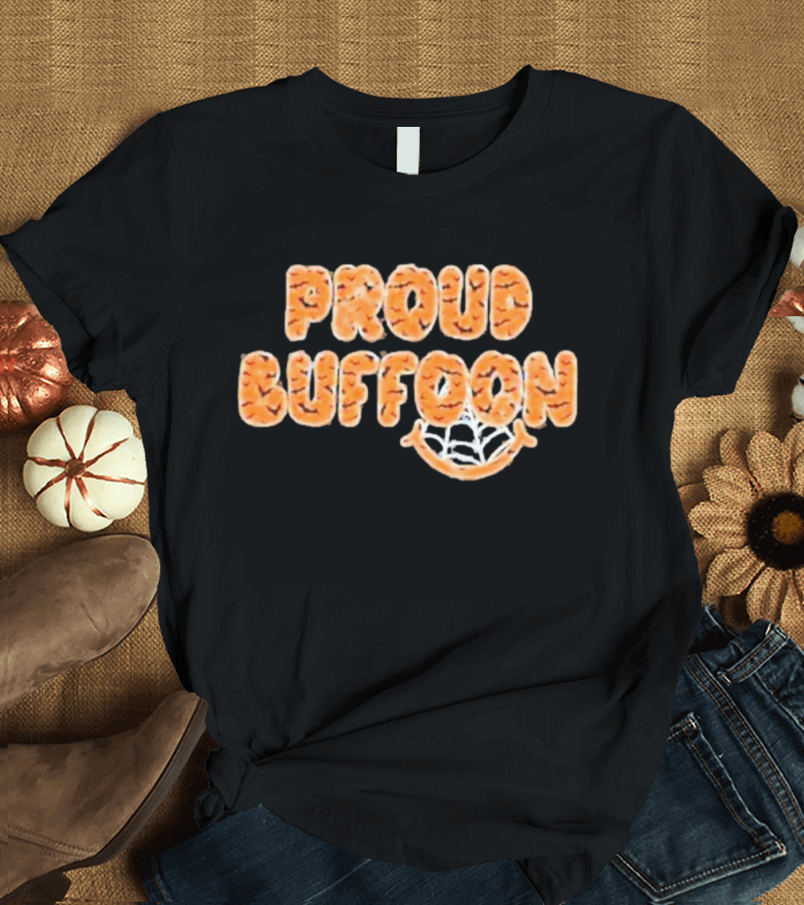 Proud Buffoon Tiger Stripe Halloween with Smiling Spiderweb T-Shirt