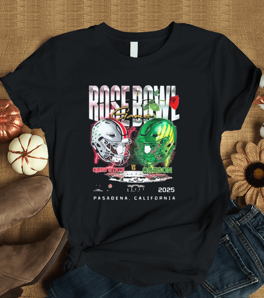 Ohio State Buckeyes vs Oregon Ducks 2025 Rose Bowl Game Pasadena California T-Shirt