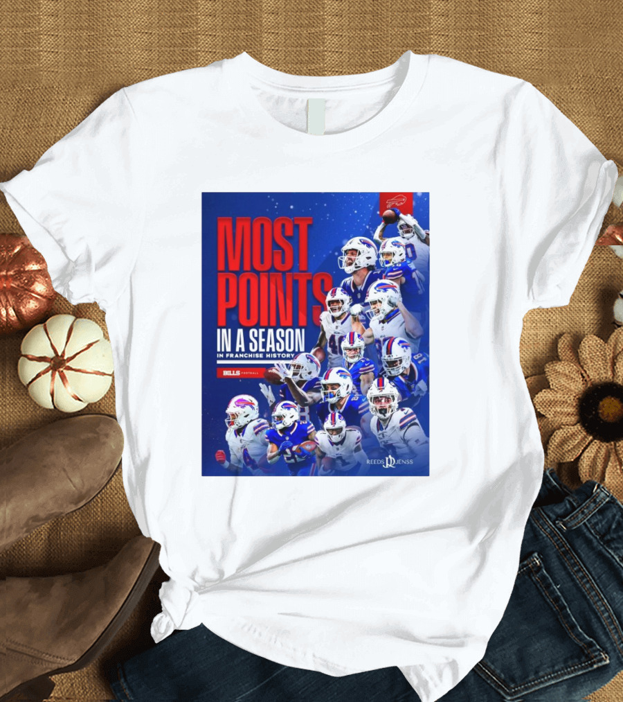 Buffalo Bills NFL Most Points in a Season in Franchise History - Reeds Jenss T-Shirt