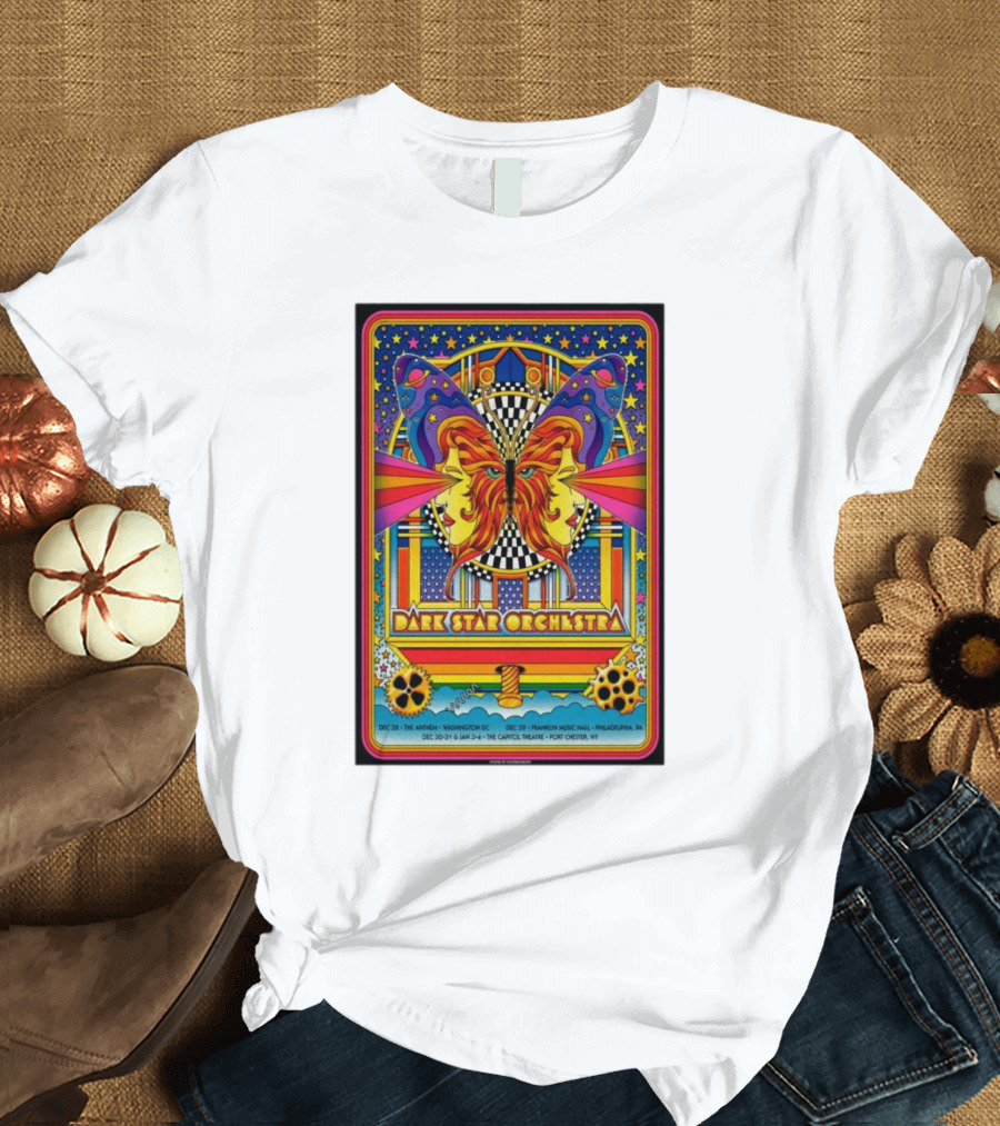 Dark Star Orchestra Philadelphia PA Dec 29 2024 Psychedelic Butterfly Art Franklin Music Hall T-Shirt