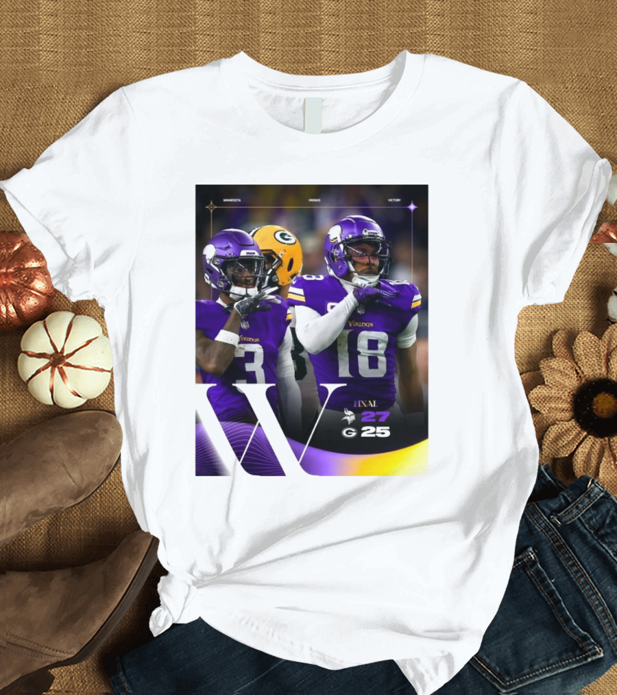 Minnesota Vikings Final Victory Over Green Bay Packers NFL 27-25 T-Shirt