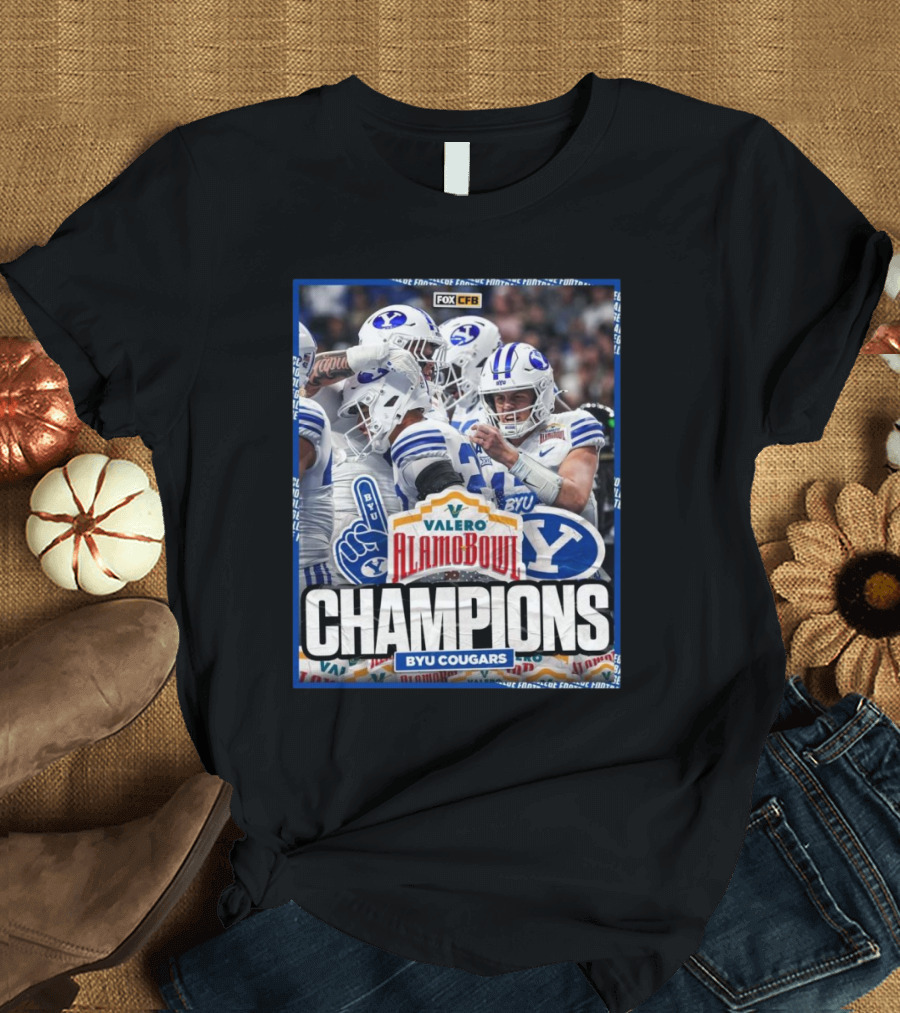 BYU Cougars Champions Valero Alamo Bowl FOX CFB T-Shirt