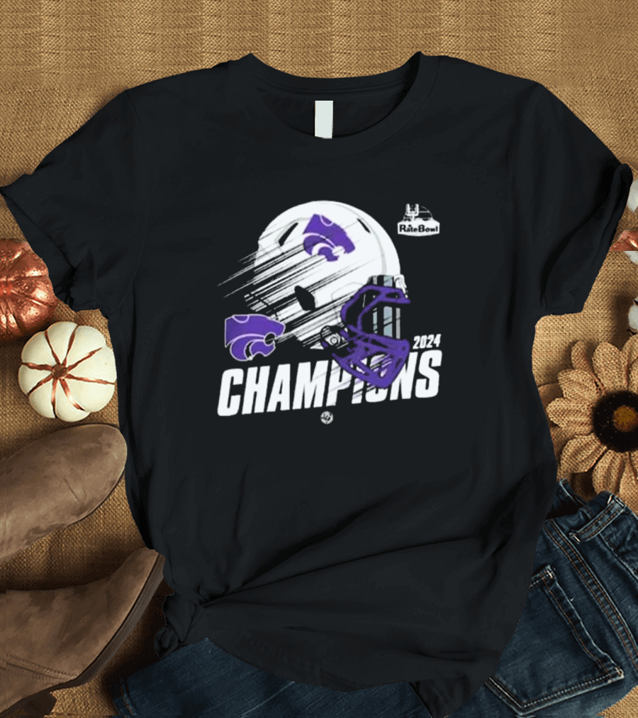 Kansas State Wildcats Rate Bowl Champions 2024 Helmet NCAAF Bowl Games 2024-2025 T-Shirt