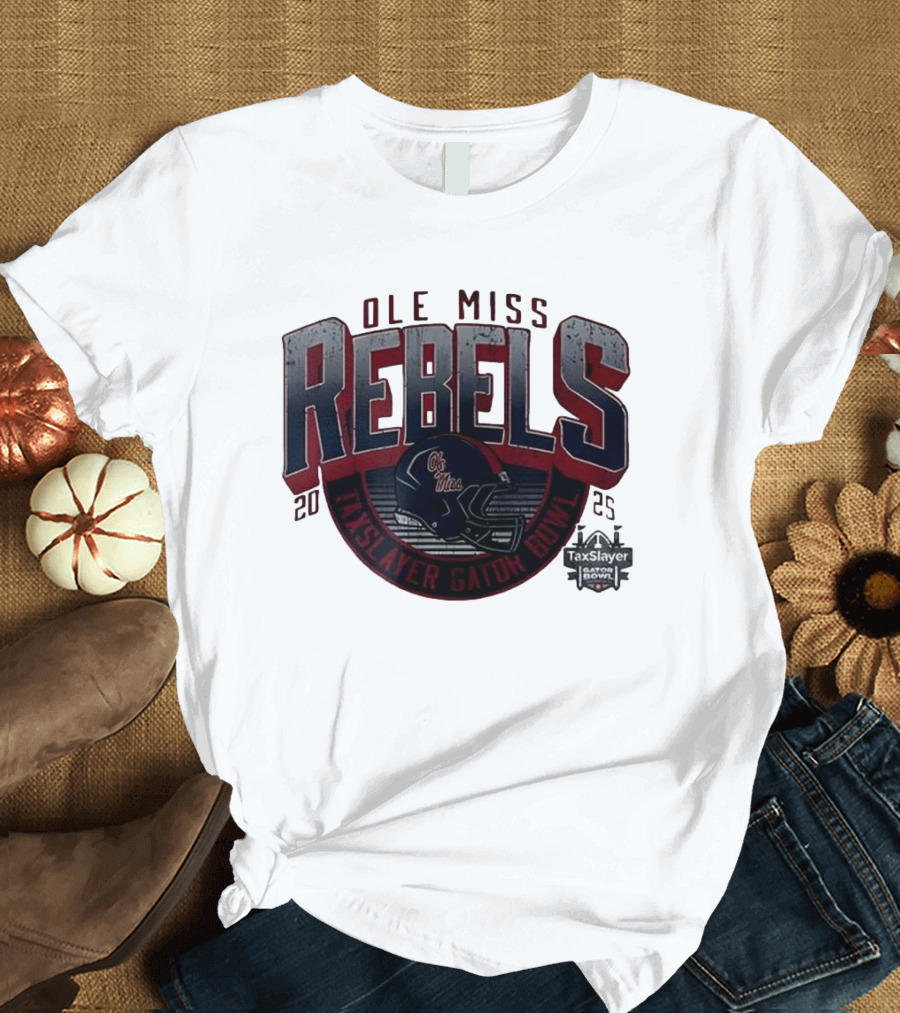 Ole Miss Rebels 2025 Taxslayer Gator Bowl Football Helmet T-Shirt