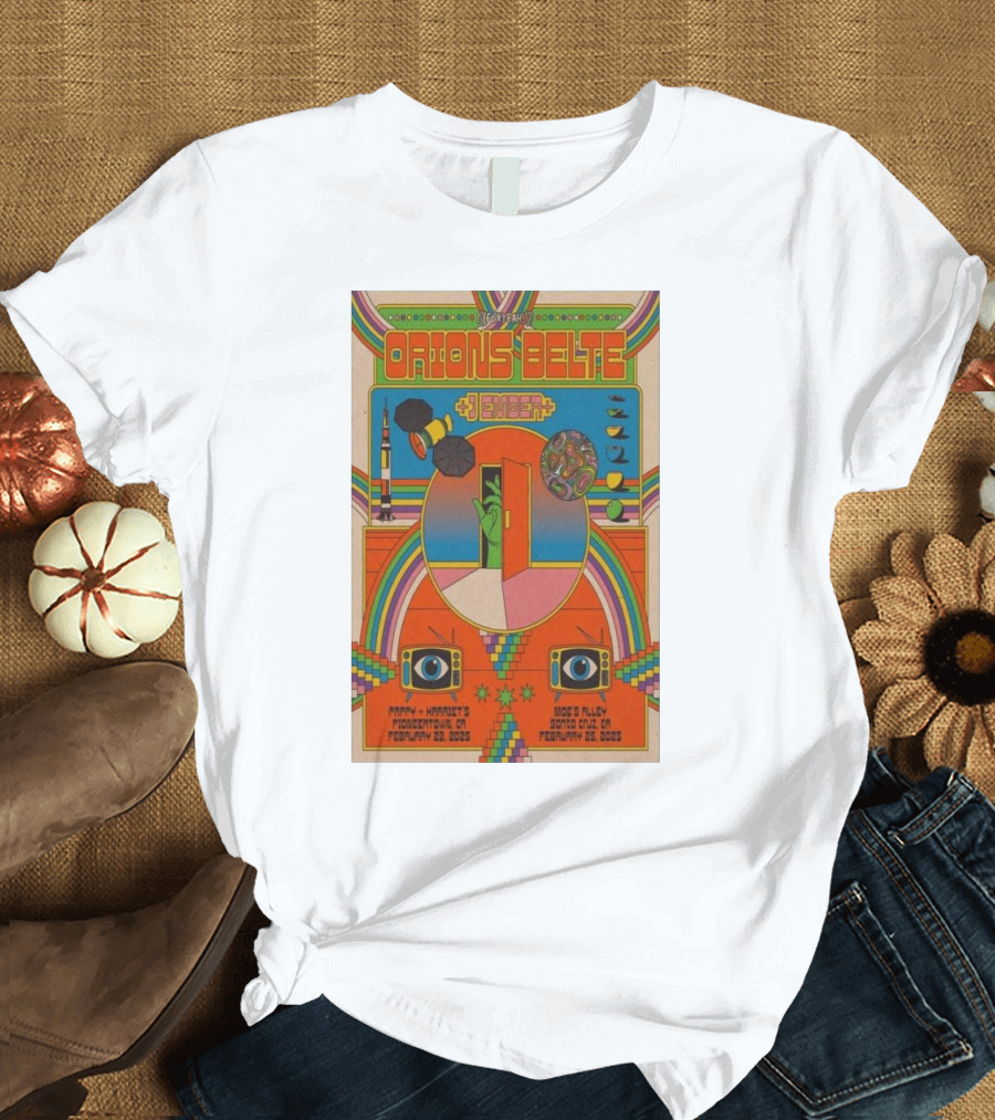 Orions Belte February 22 2025 Pappy Harriet’s Pioneertown CA Retro Space Concert T-Shirt
