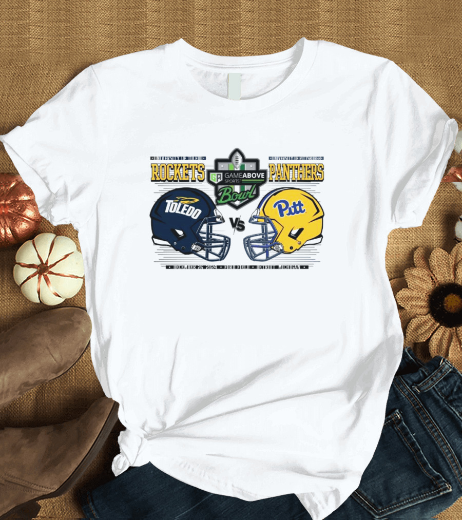 Toledo Rockets Vs Pitt Panthers Gameabove Sports Bowl December 26th 2024 Head To Head Football Matchup T-Shirt