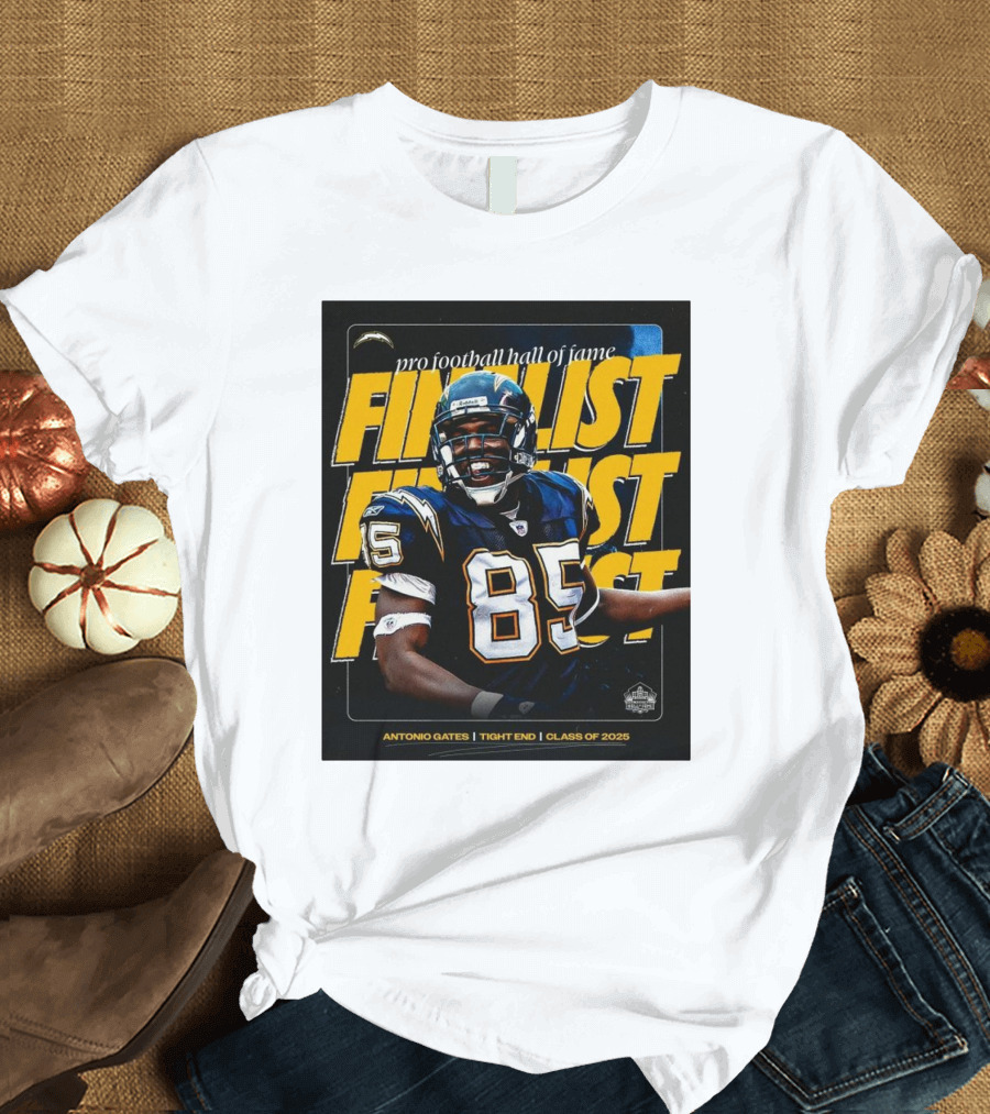 Los Angeles Chargers NFL Antonio Gates Tight End Pro Football Hall Of Fame Finalist Class Of 2025 T-Shirt