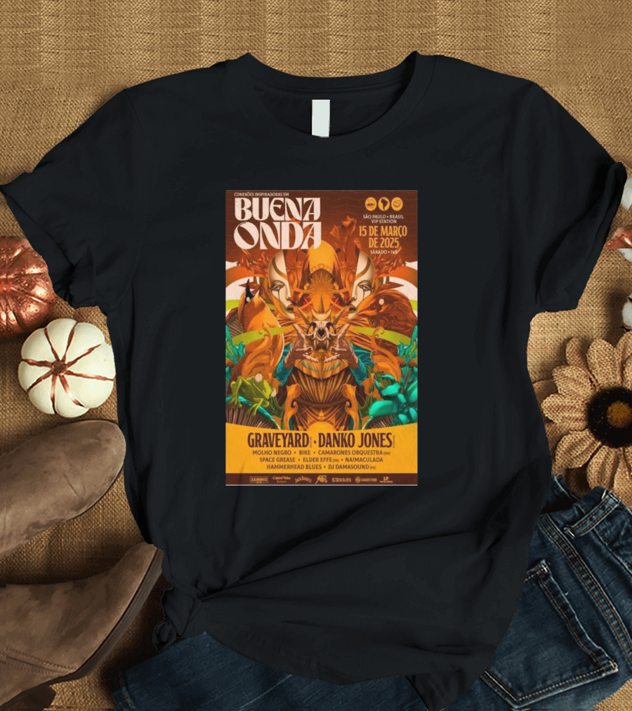 Buena Onda São Paulo Brazil Mar 15 2025 Graveyard Danko Jones Molino Negro Bike Camarones Orquestra Guitarrística T-Shirt