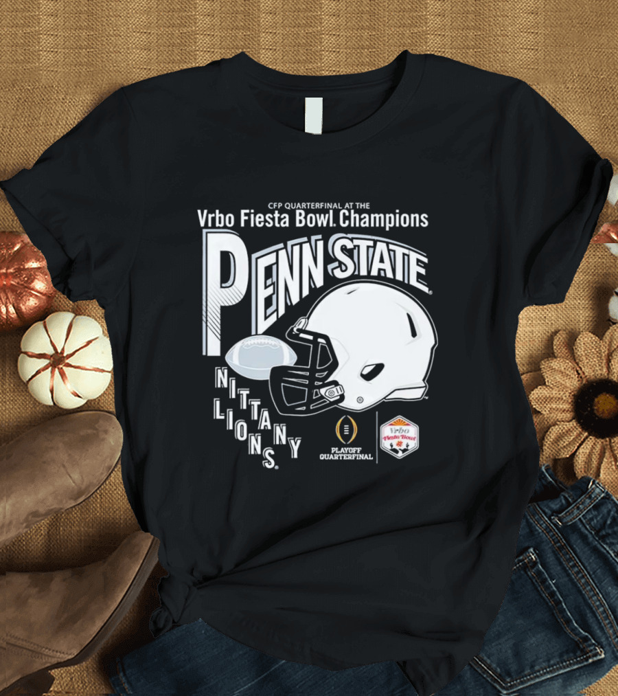 Penn State Nittany Lions Football 2025 CFP Quarterfinal Vrbo Fiesta Bowl Champions Helmet Playoff Quarterfinal T-Shirt