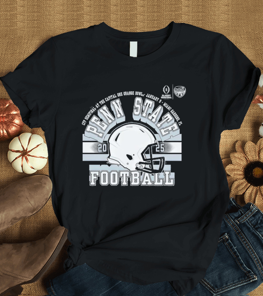 Penn State Nittany Lions Football 2025 CFP Semifinal Capital One Orange Bowl January 9 Miami Gardens FL Helmet T-Shirt