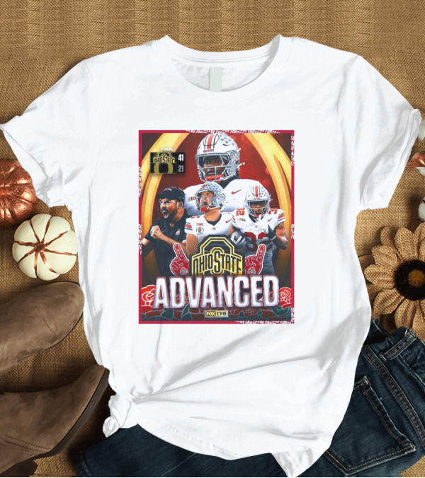 T-Shirt: Ohio State Buckeyes Advanced Over Oregon Ducks 41-21 Final Score FOX CFB T-Shirt Ohio State Buckeyes Advanced Over Oregon Ducks 41-21 Final Score FOX CFB T-Shirt