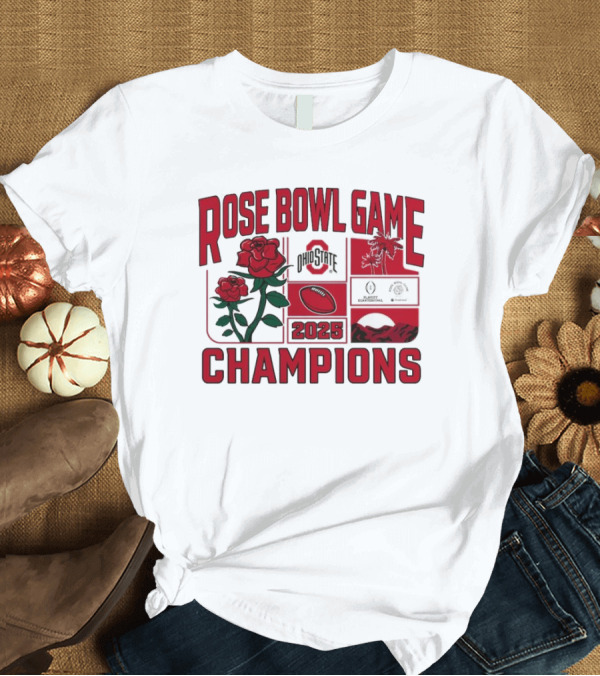 T-Shirt: Ohio State Buckeyes 2025 Rose Bowl Game Champions T-Shirt Ohio State Buckeyes 2025 Rose Bowl Game Champions T-Shirt
