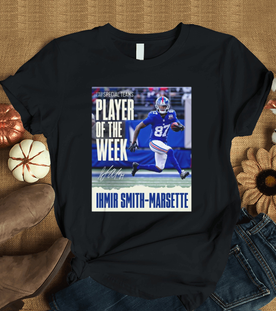 Ihmir Smith-Marsette NFC Special Teams Player of the Week New York Giants Signature T-Shirt