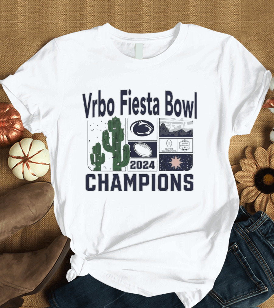 Penn State Nittany Lions 2024 Vrbo Fiesta Bowl Champions College Football Playoff Quarterfinal Victory T-Shirt