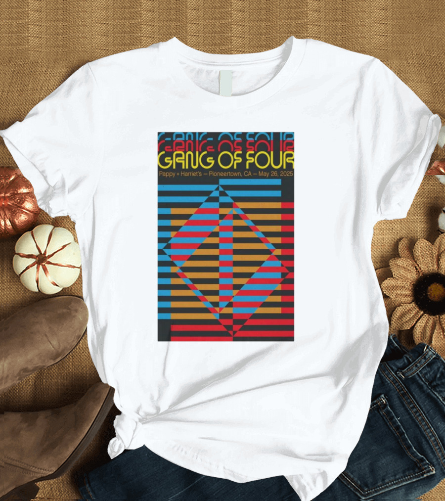 Gang Of Four May 26 2025 Pappy and Harriet's Pioneertown CA Psychedelic Geometric Tour T-Shirt