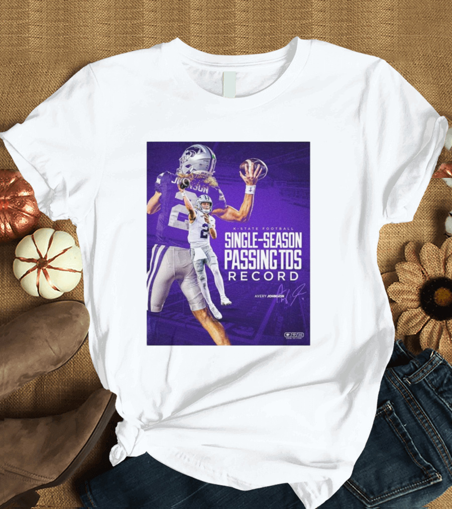 K-State Football Avery Johnson Single-Season Passing TDs Record T-Shirt