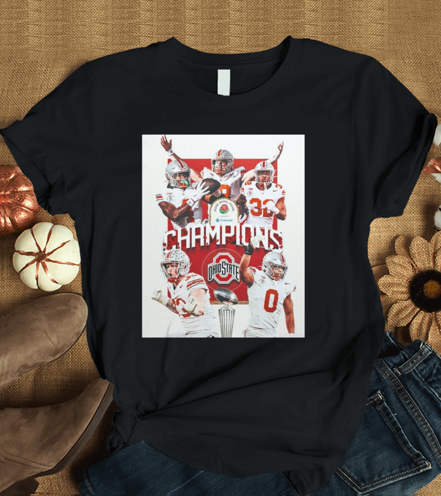 Champions Ohio State Buckeyes 2025 Rose Bowl Game Winners Go Bucks T-Shirt