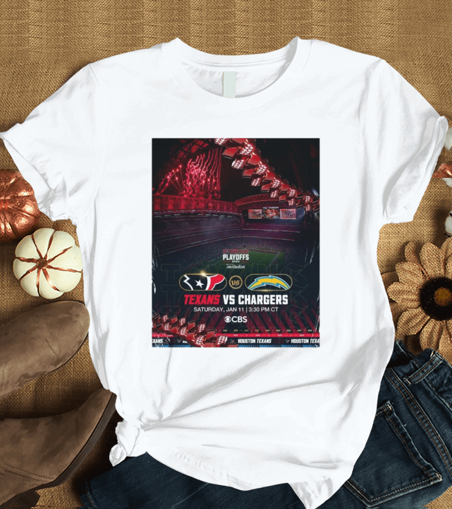 Houston Texans vs Los Angeles Chargers Playoffs Saturday Jan 11 2025 3:30 PM CT CBS T-Shirt