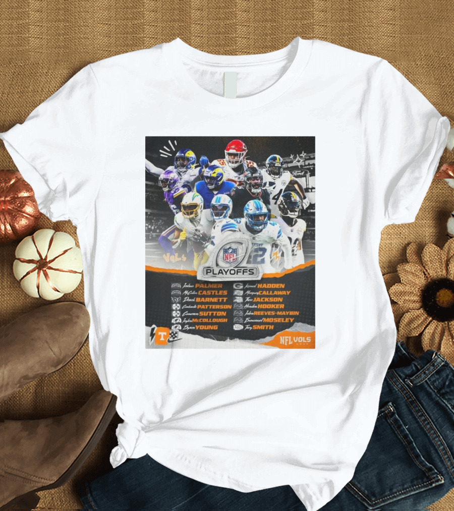 Tennessee Vols NFL Playoffs Palmer Castles Barnett Patterson Sutton McCullough Young Madden Callaway Jackson Hooker Reeves-Maybin Moseley Smith T-Shir