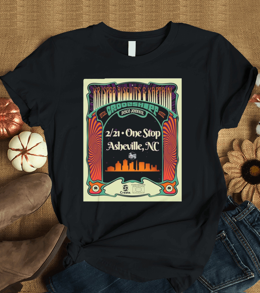 Krispee Biscuits and Kaptain Groschopp Disco Johnnie 2/21 One Stop Asheville NC T-Shirt