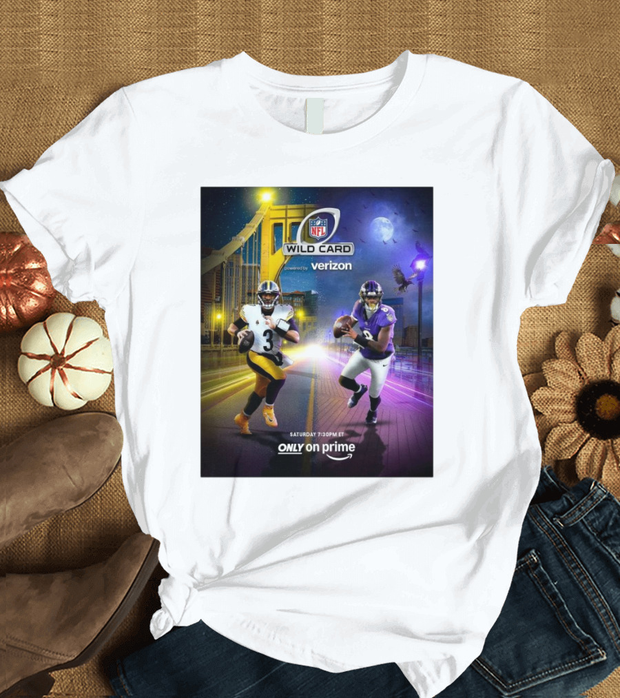 NFL Wild Card Pittsburgh Steelers Vs Baltimore Ravens Saturday 7:30PM ET Only on Prime T-Shirt