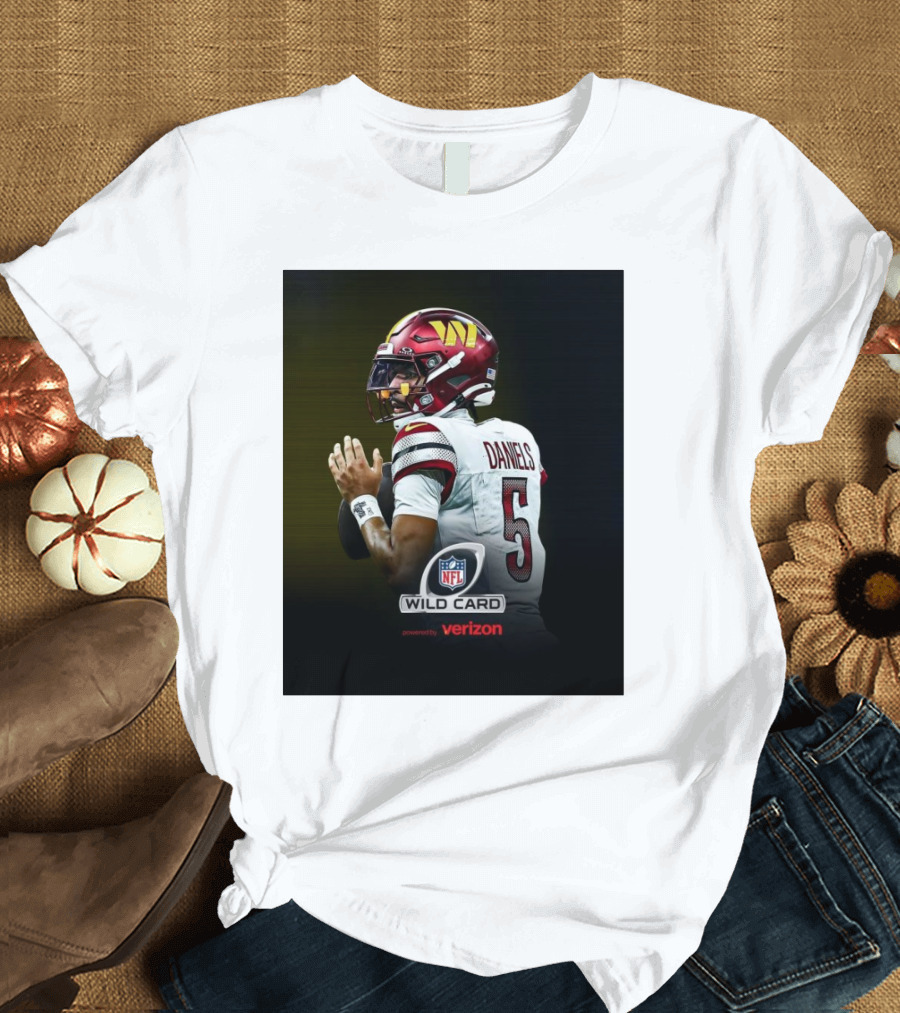 Washington Commanders NFL Wild Card Jayden Daniels Rookie Season Playoff T-Shirt