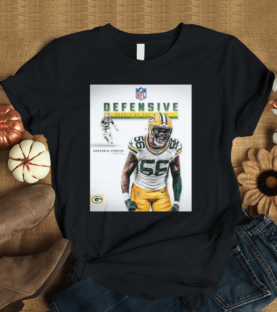 NFL Green Bay Packers Edgerrin Cooper Linebacker Defensive Rookie of the Month December January T-Shirt