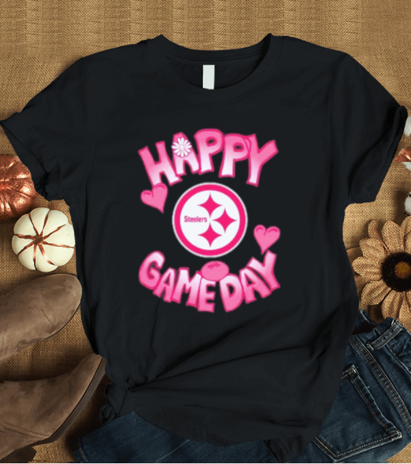 T-Shirt: Valentine's Day Steelers Happy Gameday 2025 Hearts and Football T-Shirt Valentine's Day Steelers Happy Gameday 2025 Hearts and Football T-Shirt