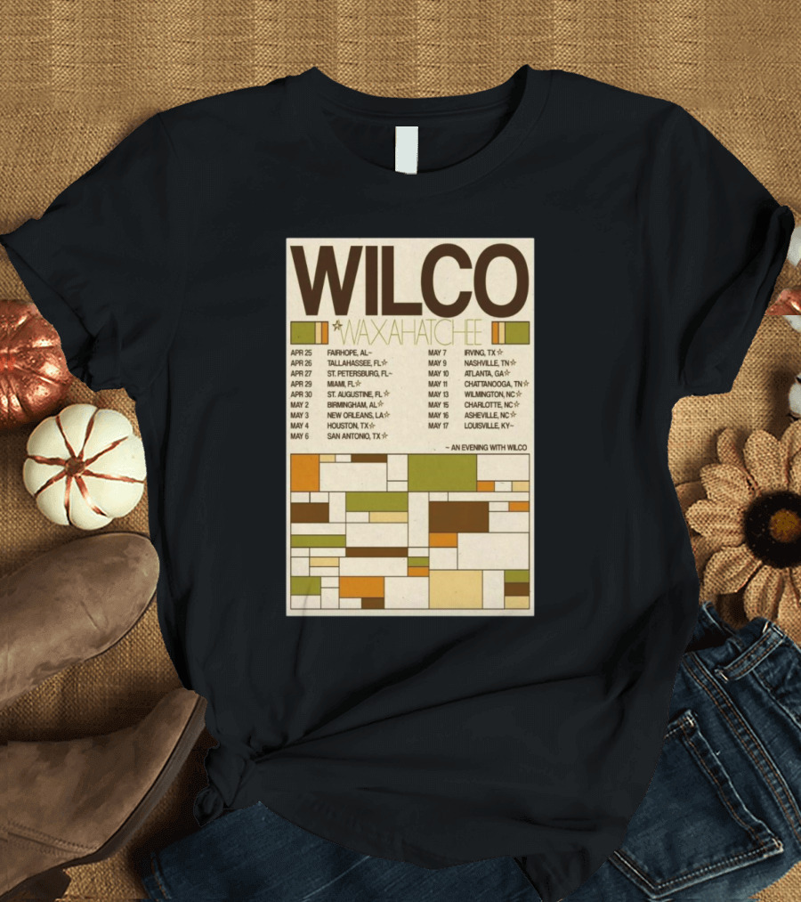 Wilco and Waxahatchee 2025 American South Tour Dates and Locations T-Shirt