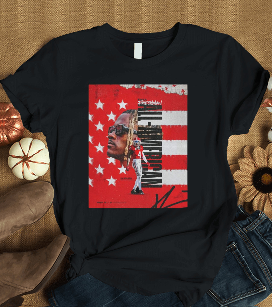 FWAA Freshman All-American KJ Bolden Georgia Bulldogs Defensive Back No 4 Signature T-Shirt