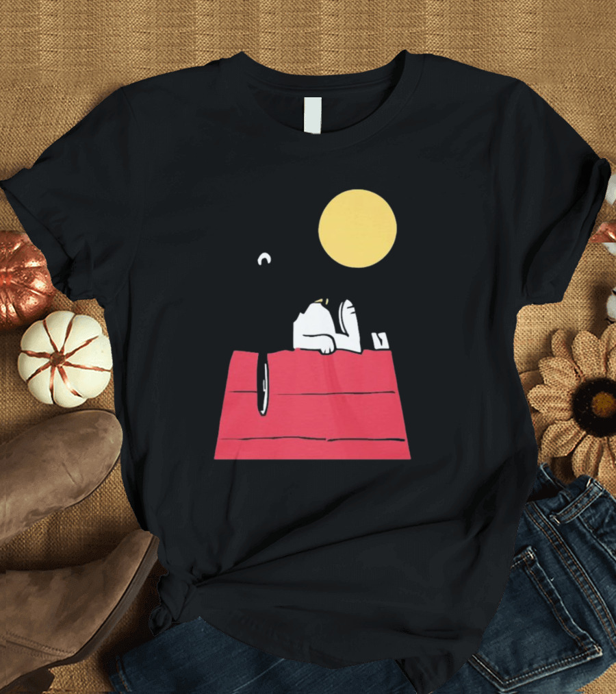Snoopy Solar Eclipse Peanuts Doghouse Moon Charlie Brown T-Shirt