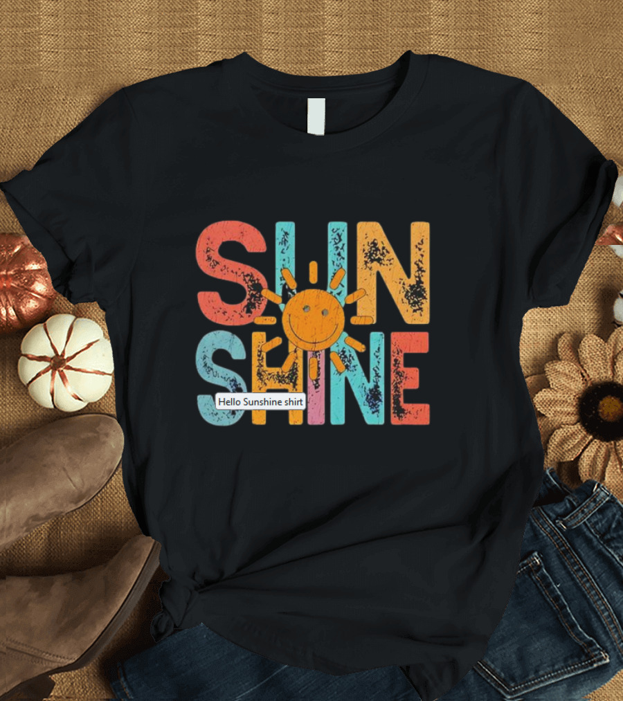 Sunshine Colorful Vintage Graphic with Smiling Sun T-Shirt