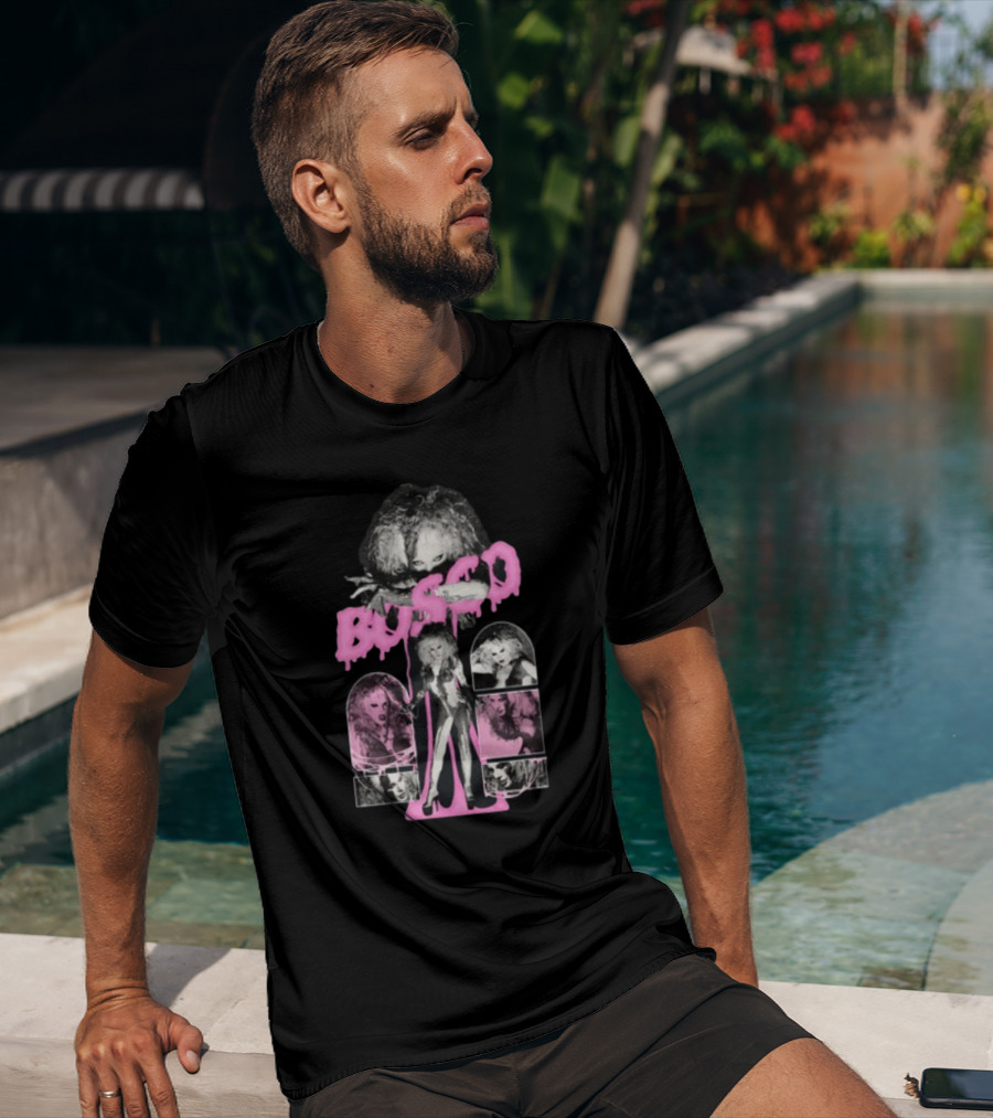 Hereisbosco Blobsco Bosco Pink Dripping Text With Monochrome Images T-Shirt