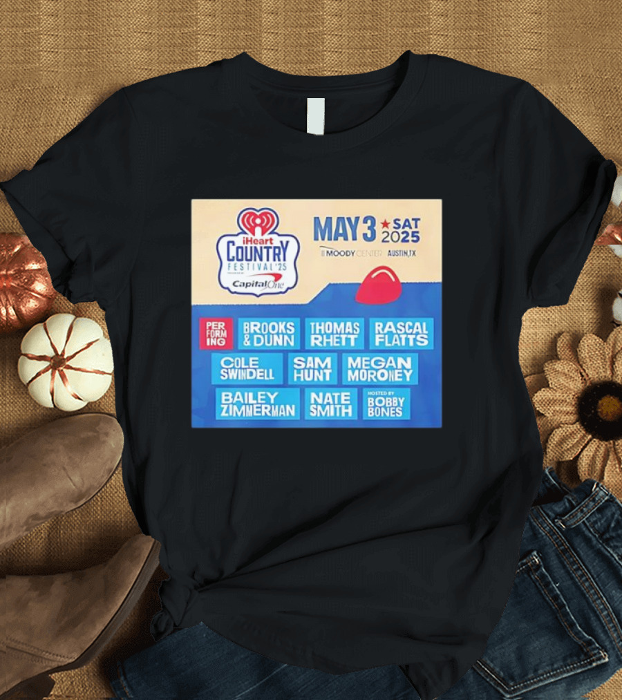 I Heart Country Festival 2025 Lineup Featuring Brooks & Dunn Thomas Rhett Rascal Flatts May 3 Austin TX T-Shirt