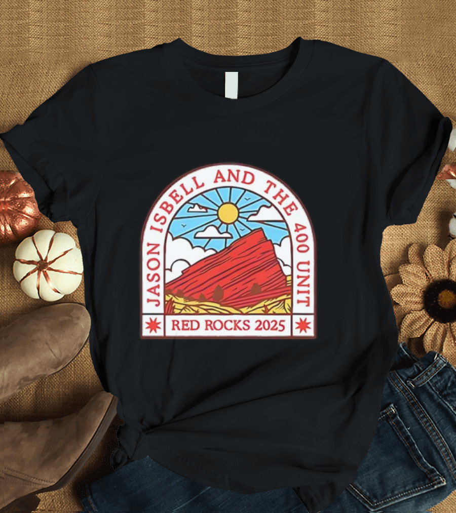 Jason Isbell and The 400 Unit Red Rocks 2025 Sun and Mountains T-Shirt