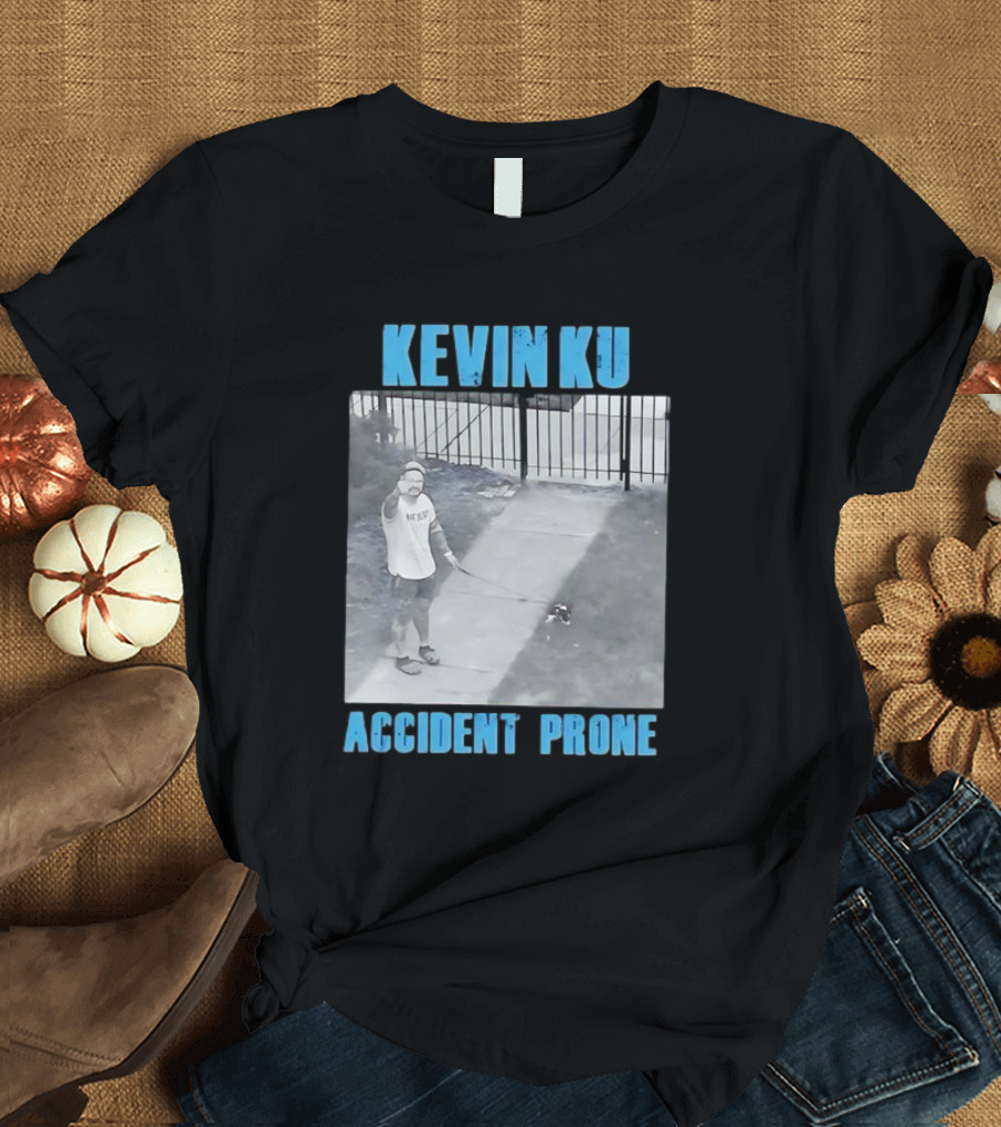 Accident Prone Kevin Ku Pointing with Dog on Leash T-Shirt