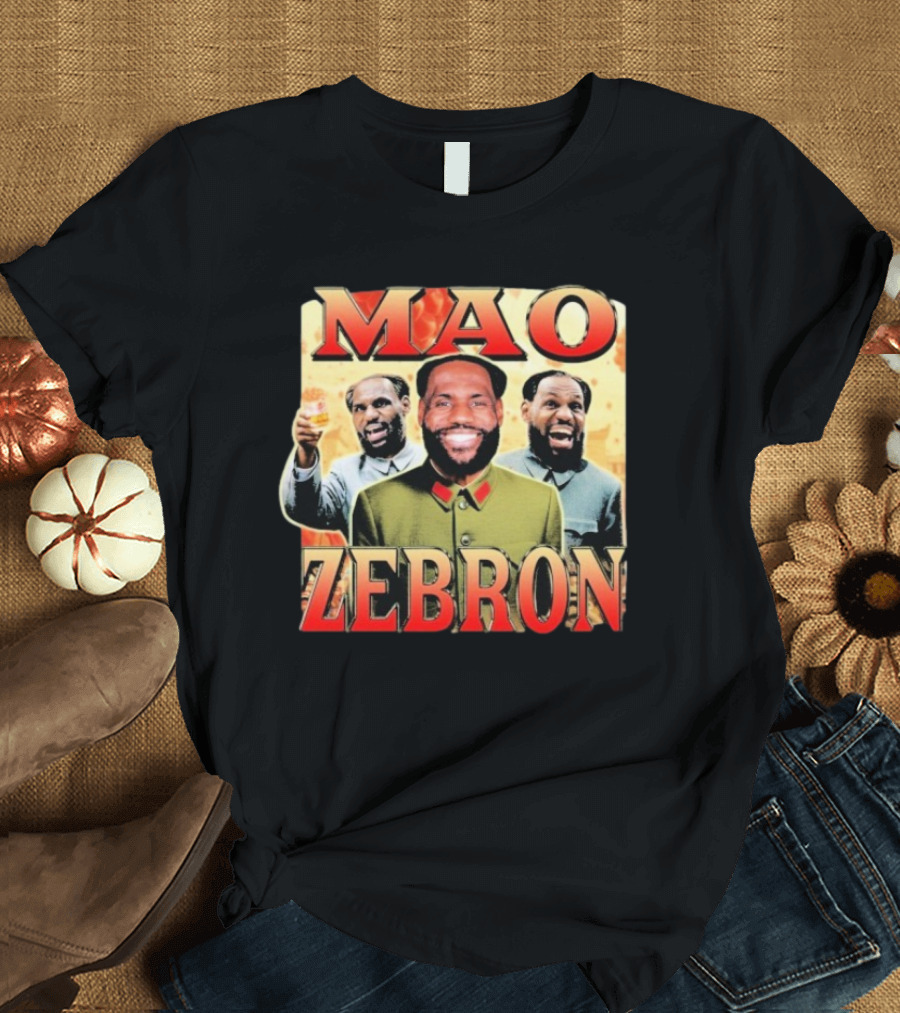 Mao Zebron Lebron James Fusion in Vintage Propaganda Style T-Shirt