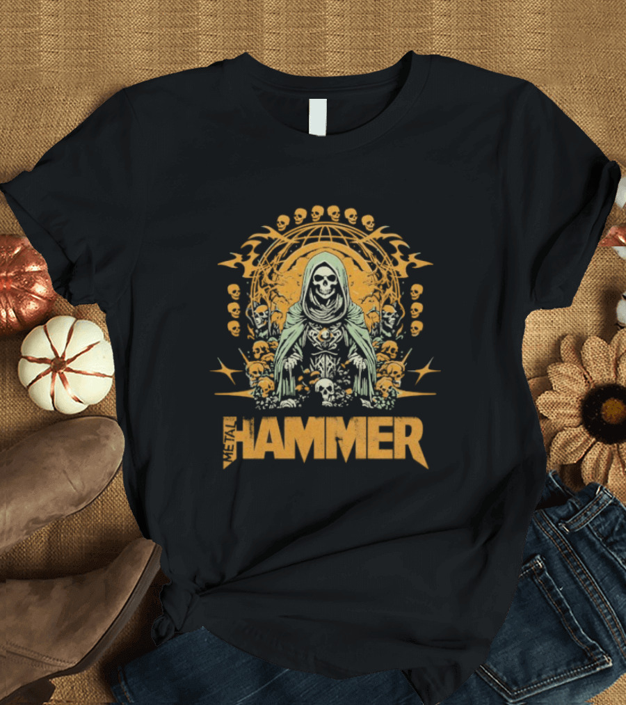 Metal Hammer Skull Wreath Grim Reaper T-Shirt