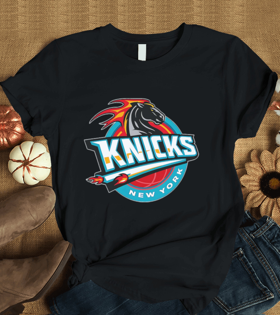 New York Knicks 2025 Horse Emblem with Blue and Red Accents T-Shirt