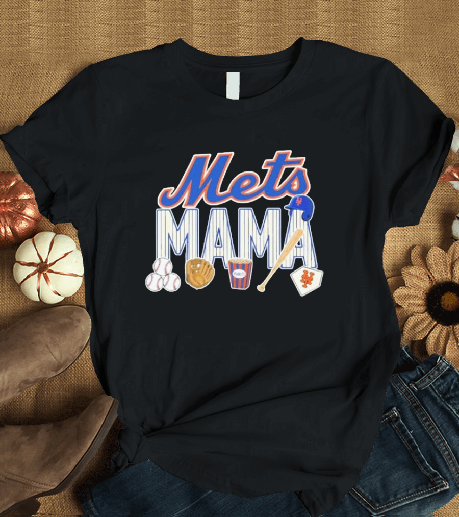 Mets Mama Mother’s Day Peanuts MLB Baseball Glove Bat Cap T-Shirt