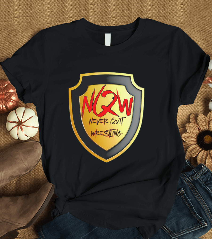 NQW Never Quit Wrestling Shield Badge T-Shirt