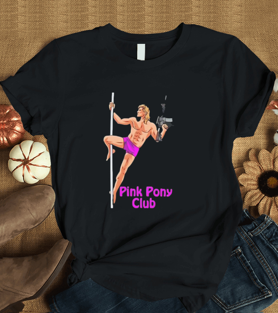 Pink Pony Club Pole Dancer With Gun T-Shirt