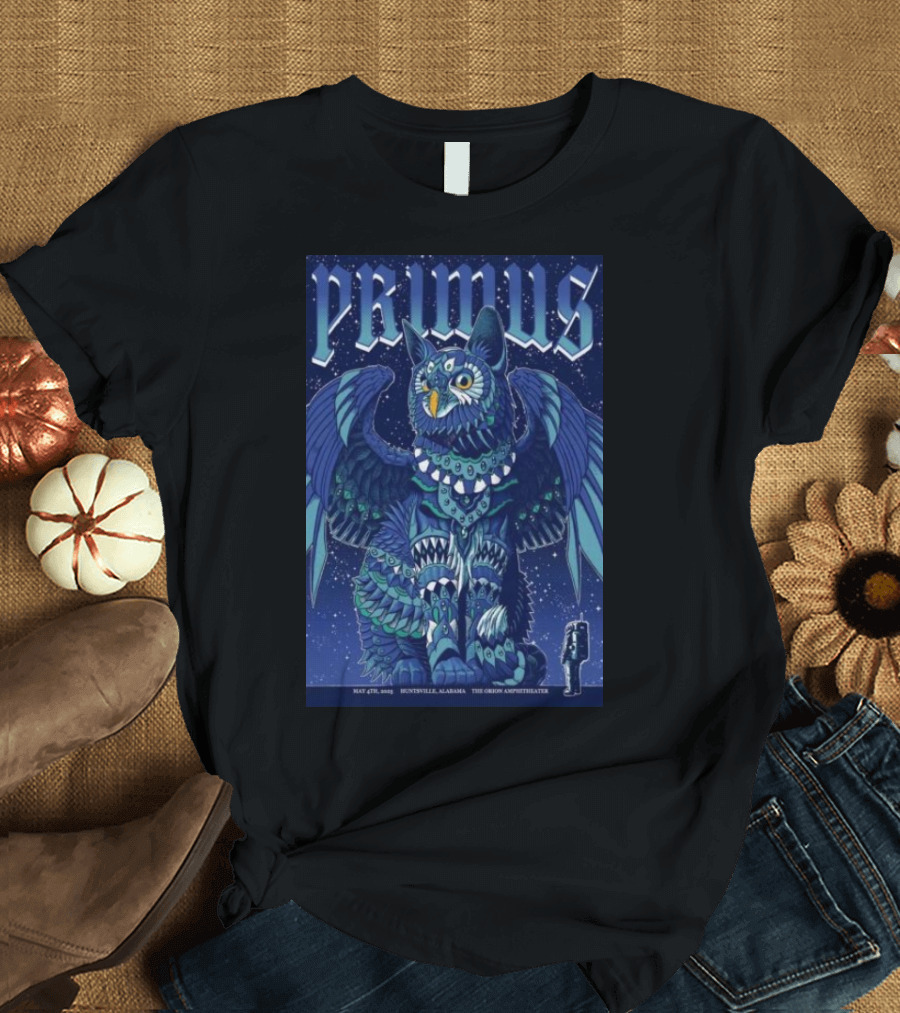 PRIMUS May 4 2025 Huntsville Alabama The Orion Amphitheater Owl Art T-Shirt