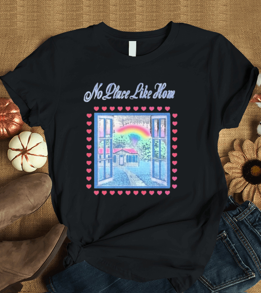 No Place Like Home Tour 2025 Window Heart Rainbow House T-Shirt