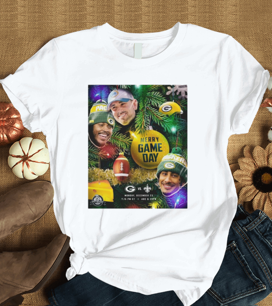 Merry Game Day Green Bay Packers Vs New Orleans Saints Monday December 23 ABC ESPN T-Shirt