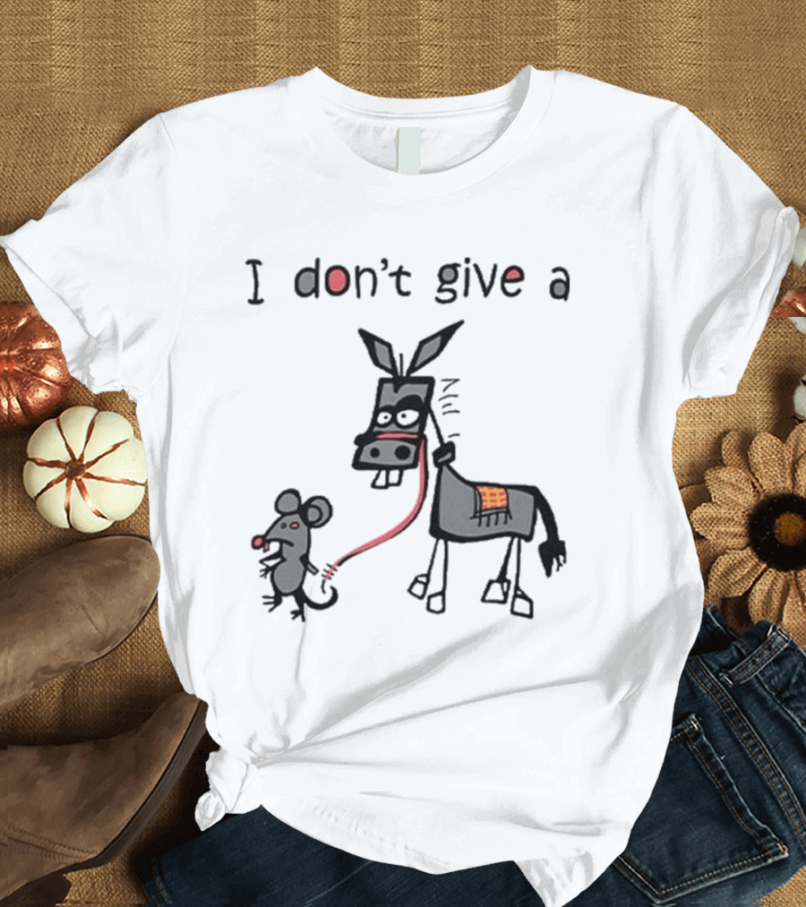 I Don’t Give A Rat Ass Mouse Donkey Iconic Whimsical Humor T-Shirt