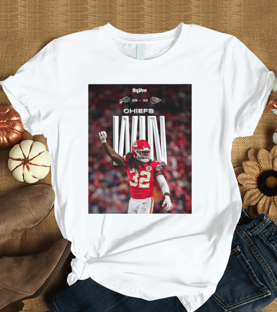 Kansas City Chiefs Win Over Buffalo Bills NFL Final Score 29-32 HyVee T-Shirt