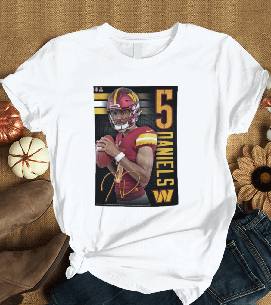 NFL Washington Commanders Jayden Daniels 5 Signature T-Shirt